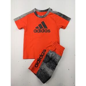 Adidas Dri-fit Gray & Orange Athletic Tee/Shorts Set 12 Months